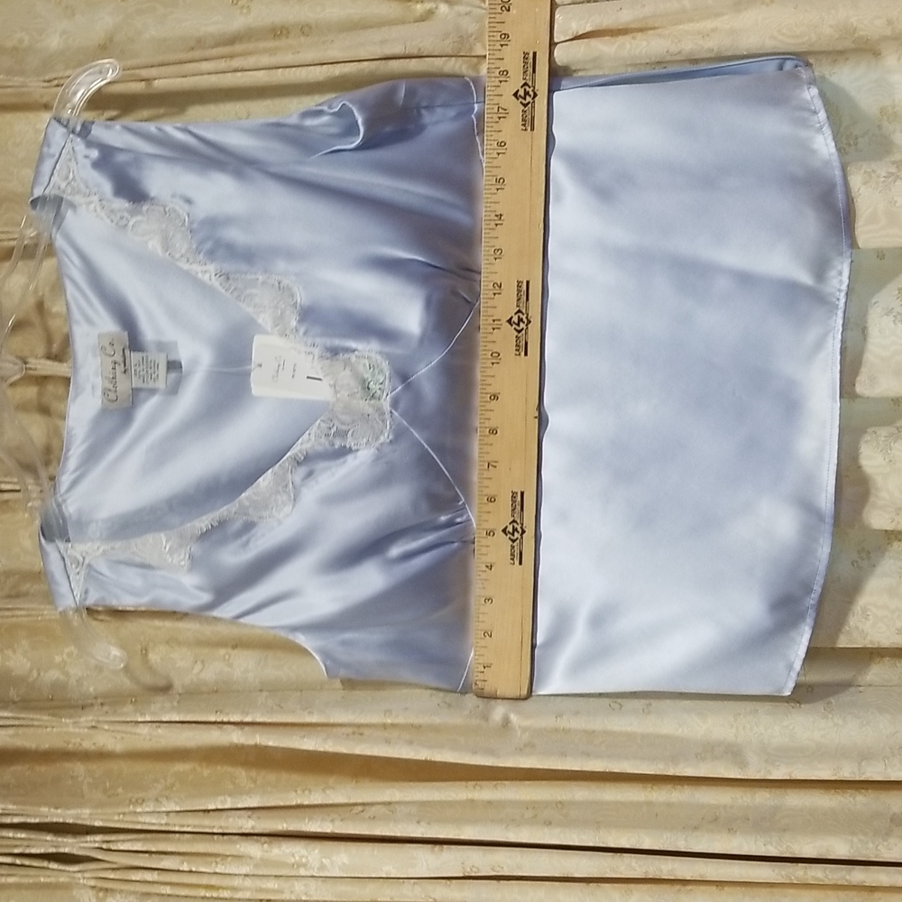 100% Silk Baby Blue Lace-Trim Tank - Picture 8 of 12